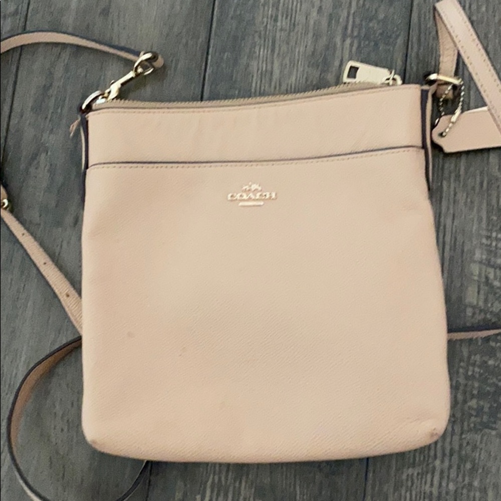 Nude coach crossbody bag—gently used